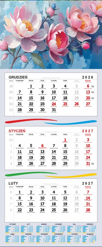 Kalendarz trójdzielny Darrieus 963904 KTR1 [32x80cm]